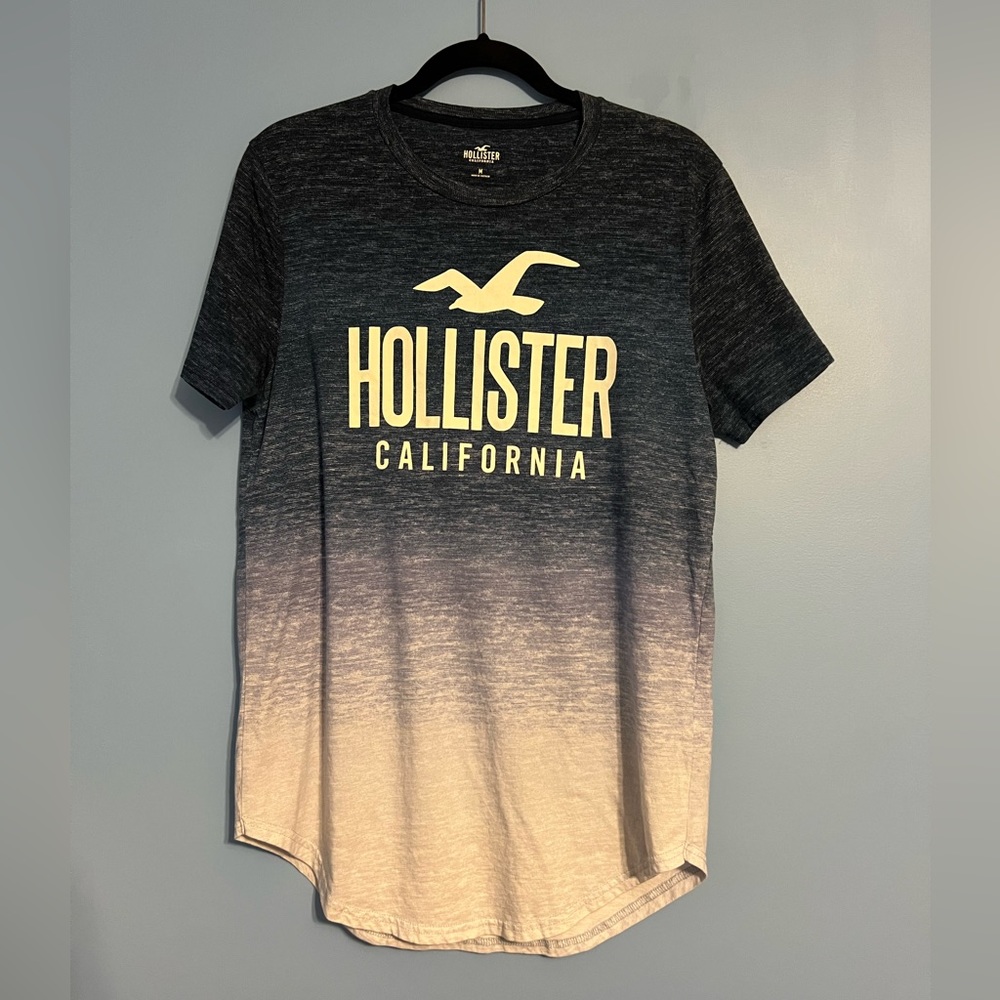 Hollister Men’s Ombré Blue T-shirt (Medium)
